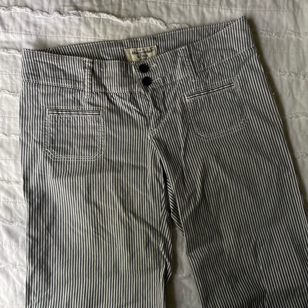 Abercrombie & Fitch Bootcut Jeans in Blue and White Pinstripe
